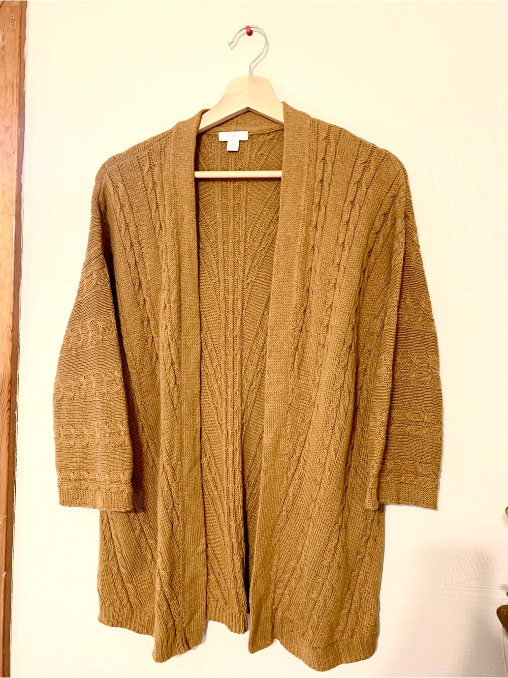 J. Jill Cable-Knit Cardigan. Mustard earthy yellow. XS